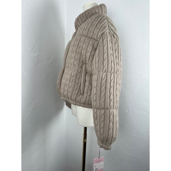 NWT AVEC LES FILLES Cable Knit Cropped Puffer Jacket (Womens: XL) - Picture 8 of 16